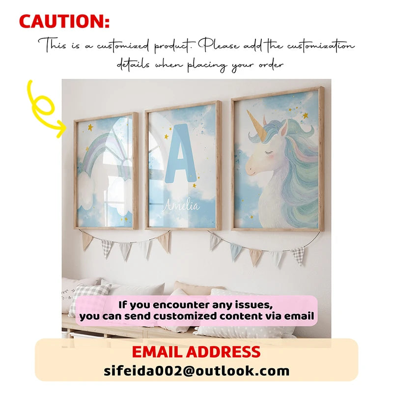 Personalized Cartoon Rabbit Wall Art Canvas Poster for Kids Room Decor