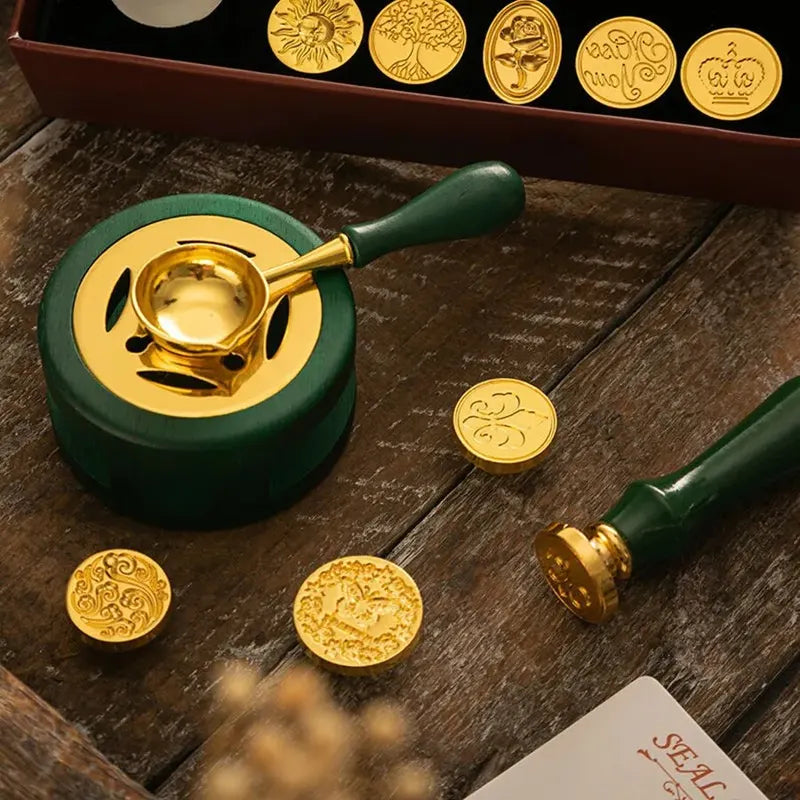 Wax Seal Warmer Kit with Copper Spoon for Melting Sealing Wax Beads & Sticks