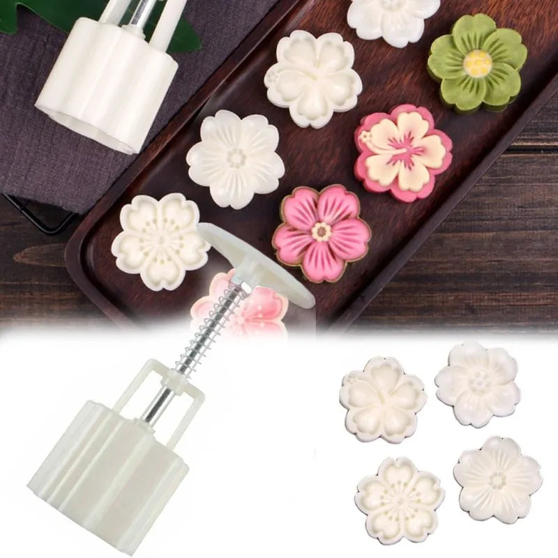 DIY Mooncake Mold Set with Multiple Colors Food-Grade Plastic Pastry Embossing Tool for Baking