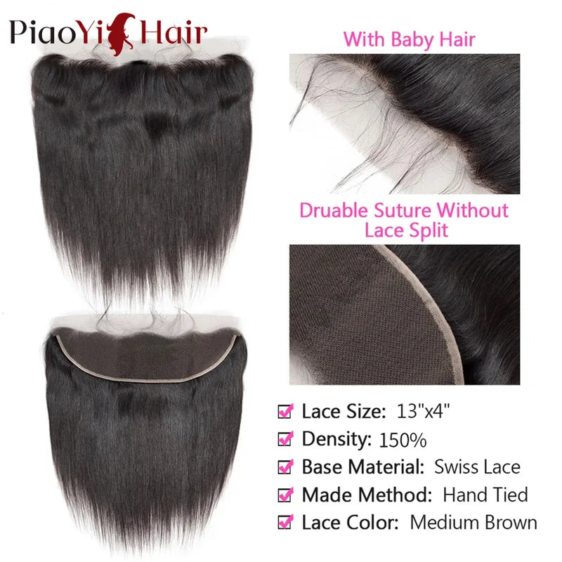 Human Hair Lace Frontal & Closure Set 13x6 HD Transparent Swiss Lace Preplucked