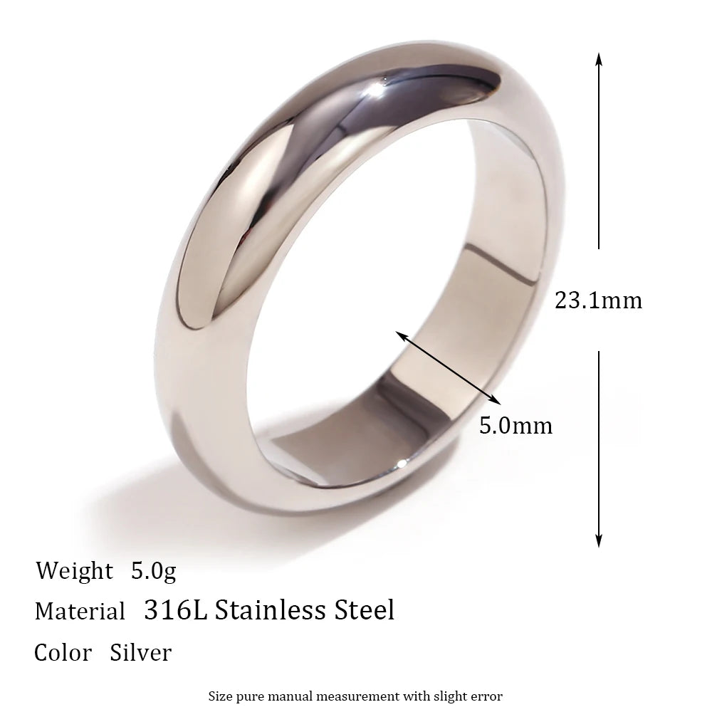 Minimalist Gold Plated Silver Color Stainless Steel Ring for Women - Hypoallergenic & Tarnish-Free