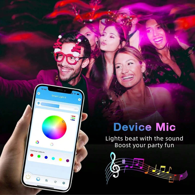 100FT RGB LED Strip Lights with Remote & App Control for Room Decoration