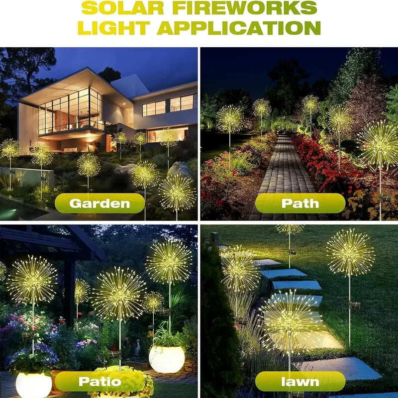 Outdoor Solar Firework Lights Garden Decoration Waterproof Fairy Lights