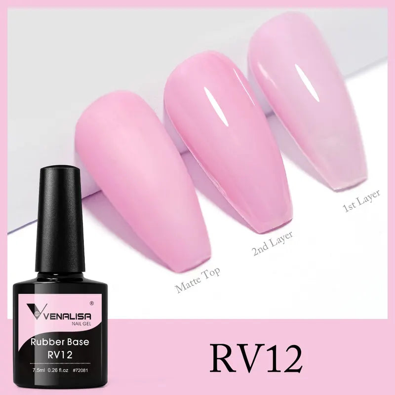 Semi Transparent Pink Rubber Base Coat Nail Gel - UV LED Soak-Off Gel Polish