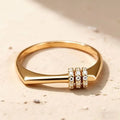 Minimalist Gold Plated Three-Row Geometric Ring Set for Women – Dainty Stackable Jewelry