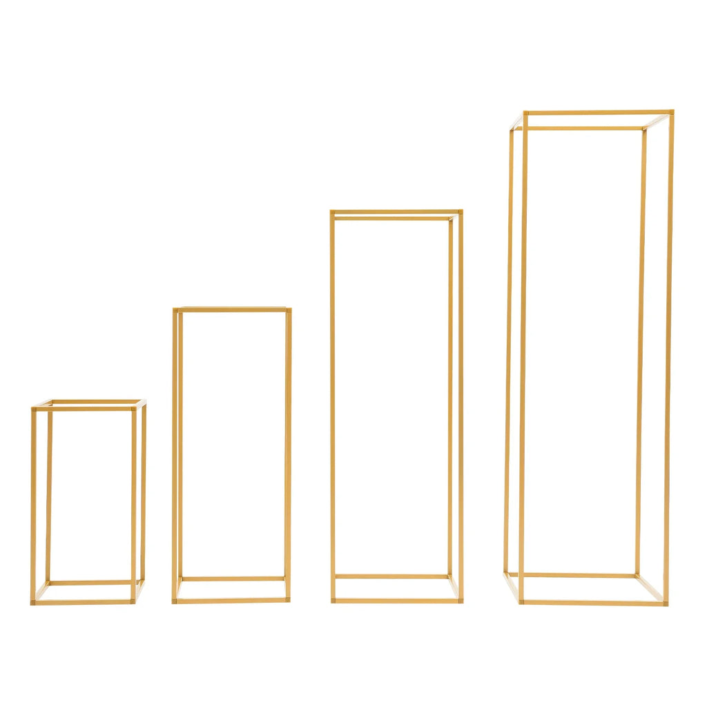 Gold Metal Wedding Flower Stand Set - Geometric Floor Display Racks for Events