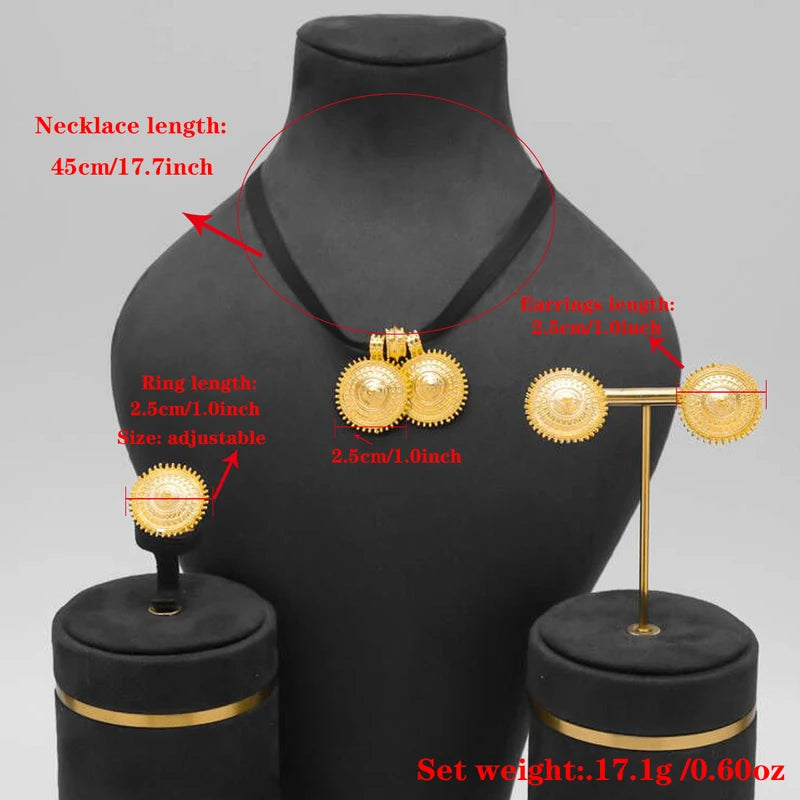 Fashion Jewelry Set with Necklace Earrings Ring Pendant for Wedding Bridal Party Gift