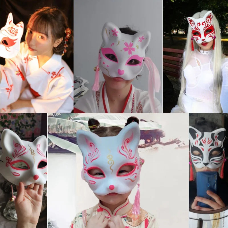 Japanese Fox Mask Half Face Cosplay Mask for Halloween Party Festival