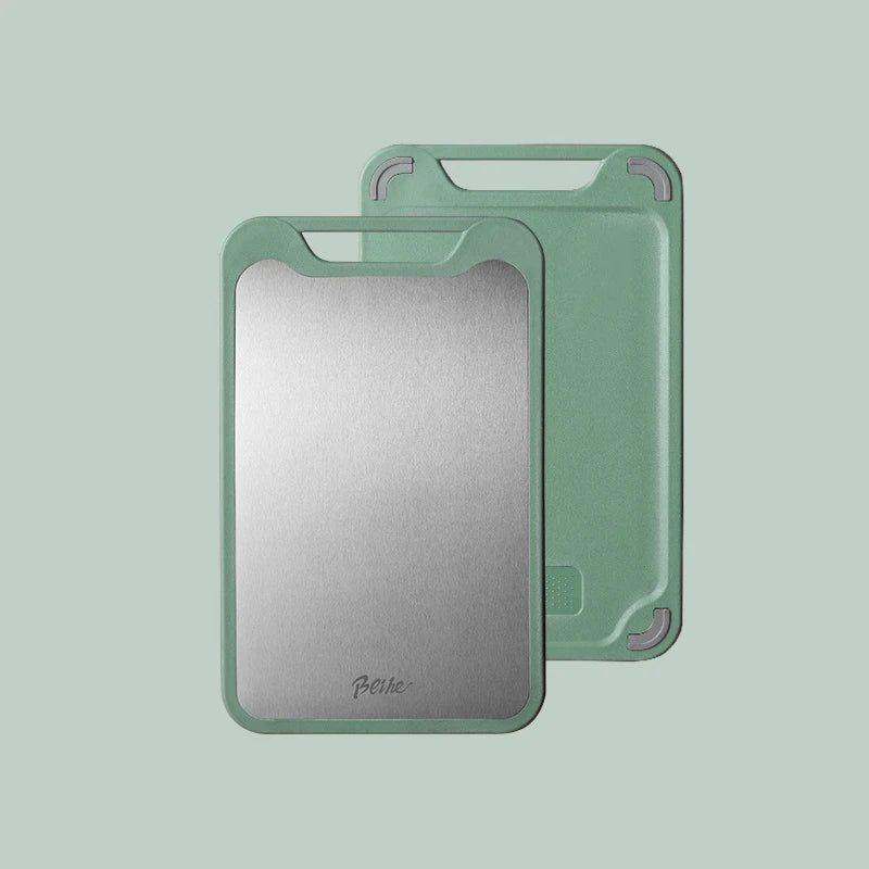 Dual-Side Stainless Steel and Plastic Cutting Board with Anti-Slip Feet