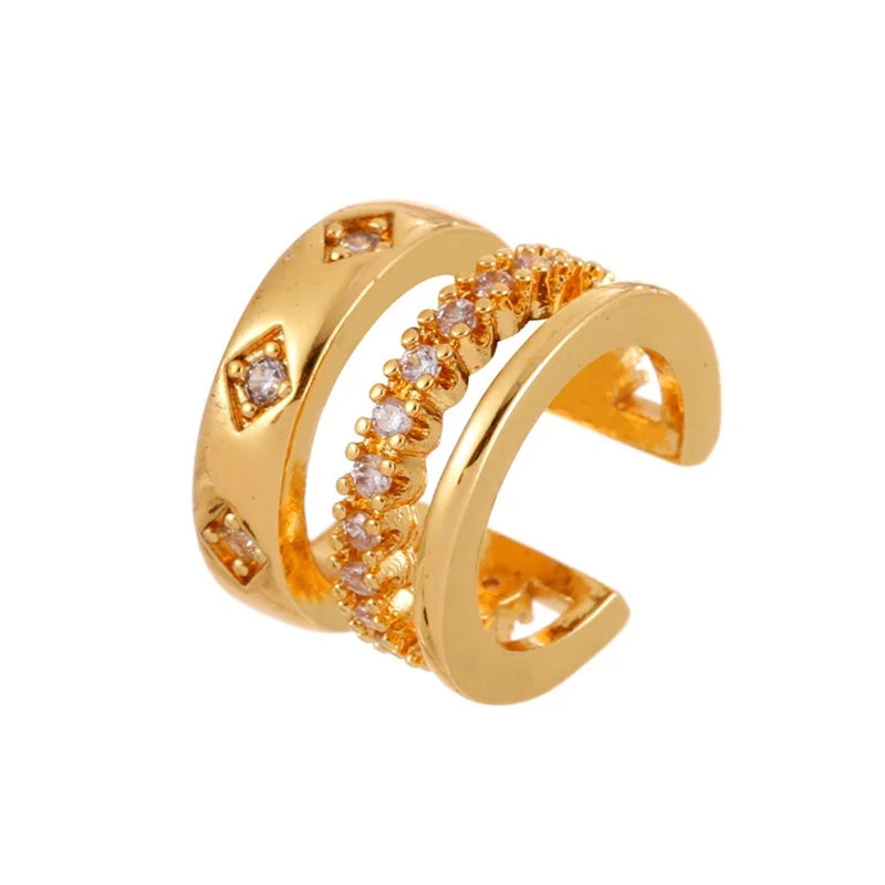 Silver Plated Ear Cuff Earrings Non-Piercing Crystal Multi-Layer Ear Clip Jewelry for Women