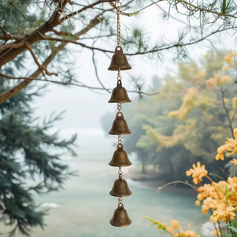 Rustic Metal Wind Chime for Garden Courtyard Wall Decor - Handmade Iron Bell with Chain
