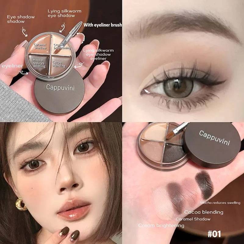 Multi-Color Cream Eyeshadow & Eyeliner Palette - Long-lasting, Easy to Blend, Brightening Makeup
