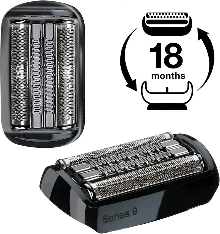 Shaver Head Replacement for Braun Series 9 Electric Shavers - Silver & Black