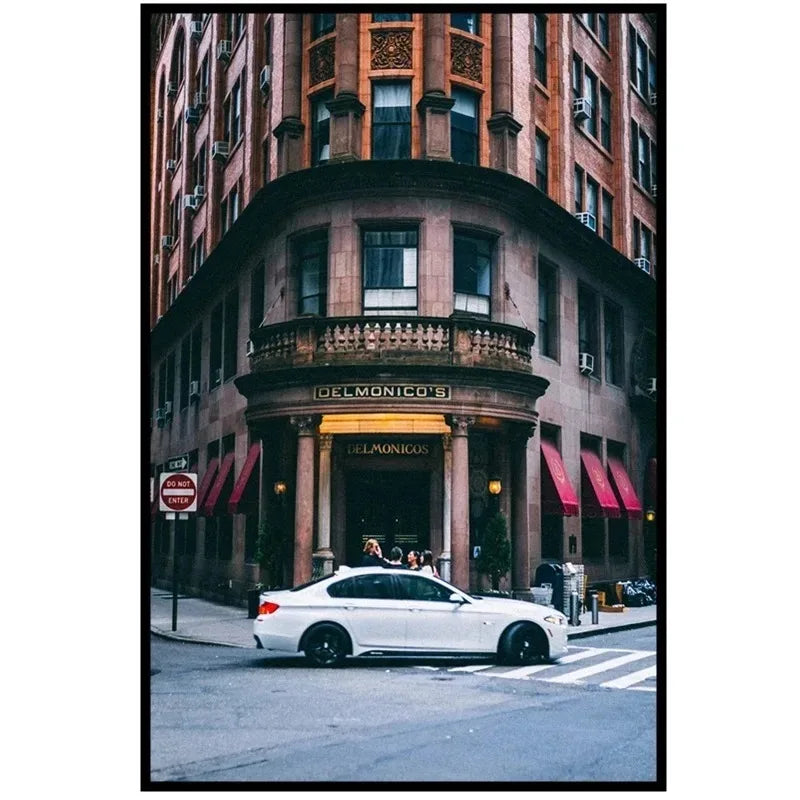 Modern Black Car Wall Art Canvas Painting - Nordic Street Luxury Poster for Home Decor