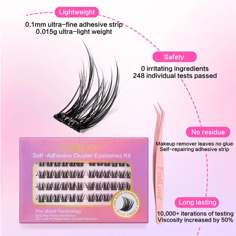 Self-Adhesive 5D Camellia Eyelash Clusters - Reusable No Glue Needed, 11-12mm
