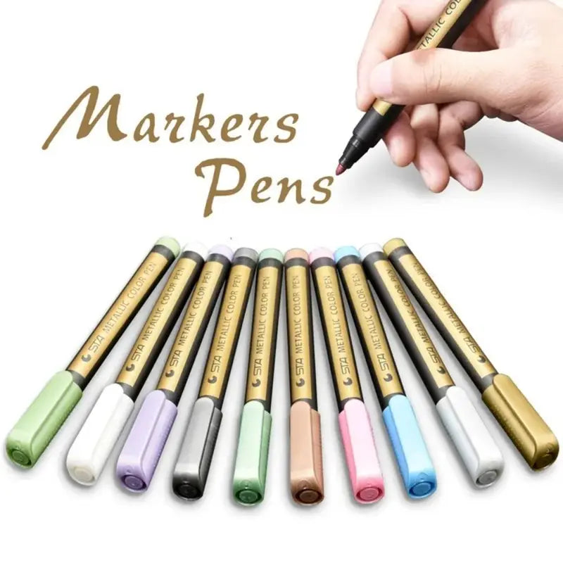 Metallic Paint Marker Pen Set - Waterproof & Permanent for Art & Craft