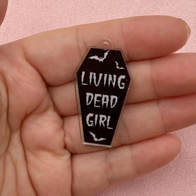 12pcs Acrylic Halloween Coffin Pendant Jewelry Making Set for Earrings, Necklaces, Keychains