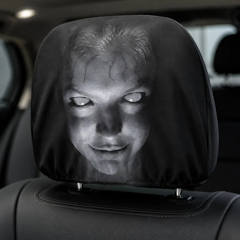 Funny Cartoon Car Headrest Cover - Decorative Seat Protector for Auto Interior