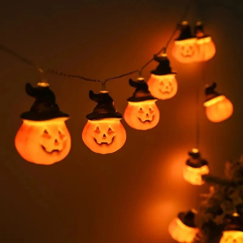 Halloween Pumpkin Fairy String Lights - Warm White 10LED Battery-Powered Decoration