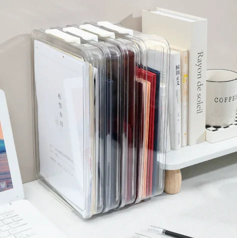 Acrylic A4 Desktop File Holder Organizer Dustproof Storage Box