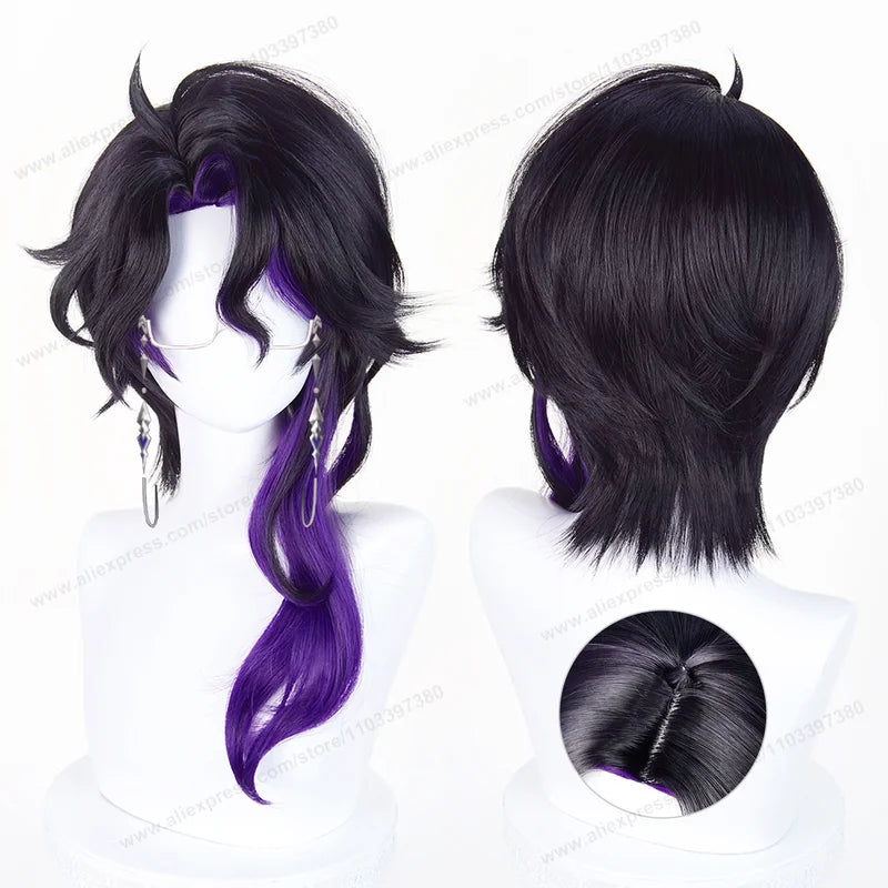 Cosplay Wig 52cm Long Synthetic Man Hair Fatui Halloween Heat Resistant Costume Wig