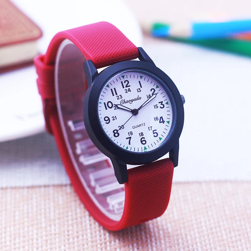 Children's Luminous Sports Watch with Silicone Strap - Waterproof Quartz Wristwatch