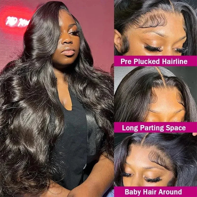 40 Inch Body Wave HD Lace Frontal Wig - Human Hair, Pre-Plucked, Brazilian, Black Women