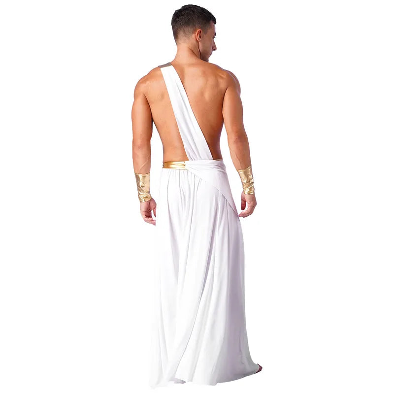 Mens Greek Roman Toga Costume Gladiator Warrior Dress Halloween Cosplay