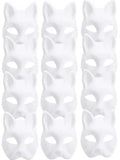 5 Pcs White Cat Masks for DIY Halloween Cosplay Party Mask Set Animal Half Face Masks