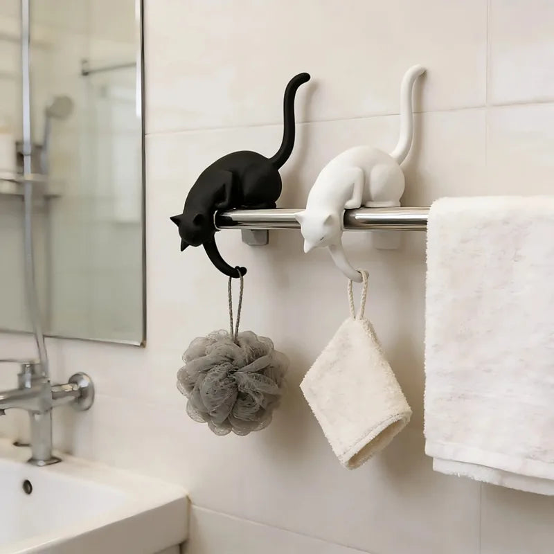 Cat-Shaped Hanging Ornament Hook - Inverted Towel & Storage Hook for Home Decor