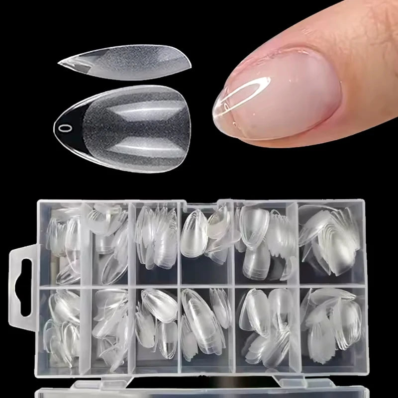 240 Pieces Half-Matte XXS Almond-Shaped Full Cover Soft Gel Nail Tips - Extra Short Nail Bed
