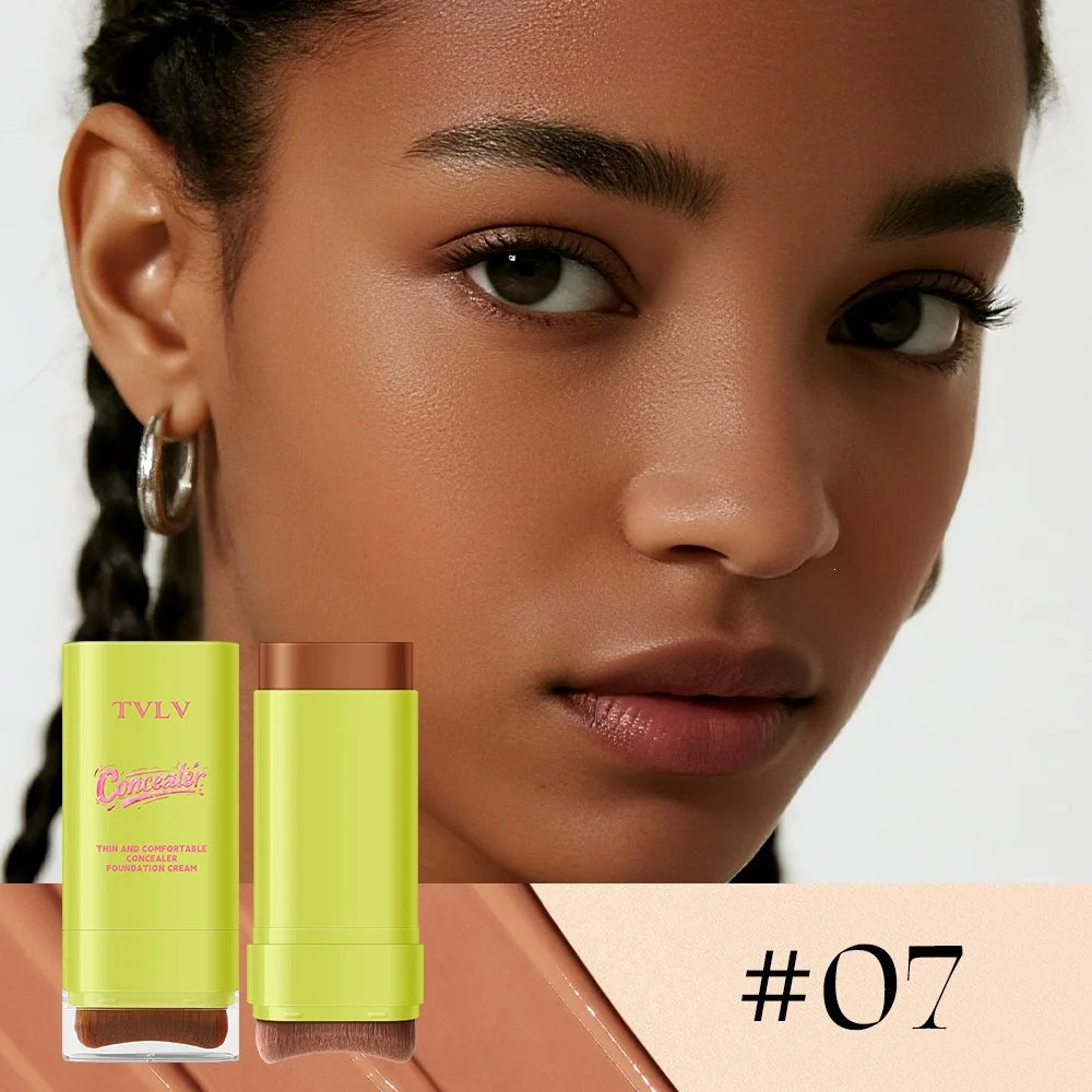 Dual-End Concealer Foundation Stick with Brush - Long Lasting Waterproof Makeup Palette