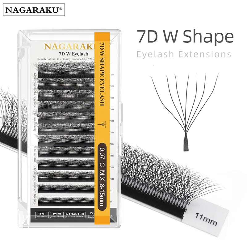 7D W Shape Premade Eyelash Extensions Natural Soft Light Full Dense Lashes