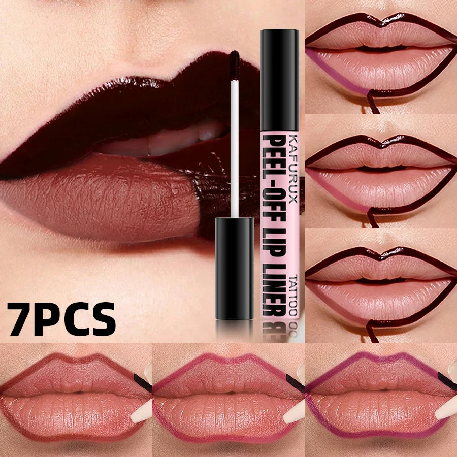 7-Piece Long-Lasting Waterproof Lip Stain Set - Pink & Red Shades