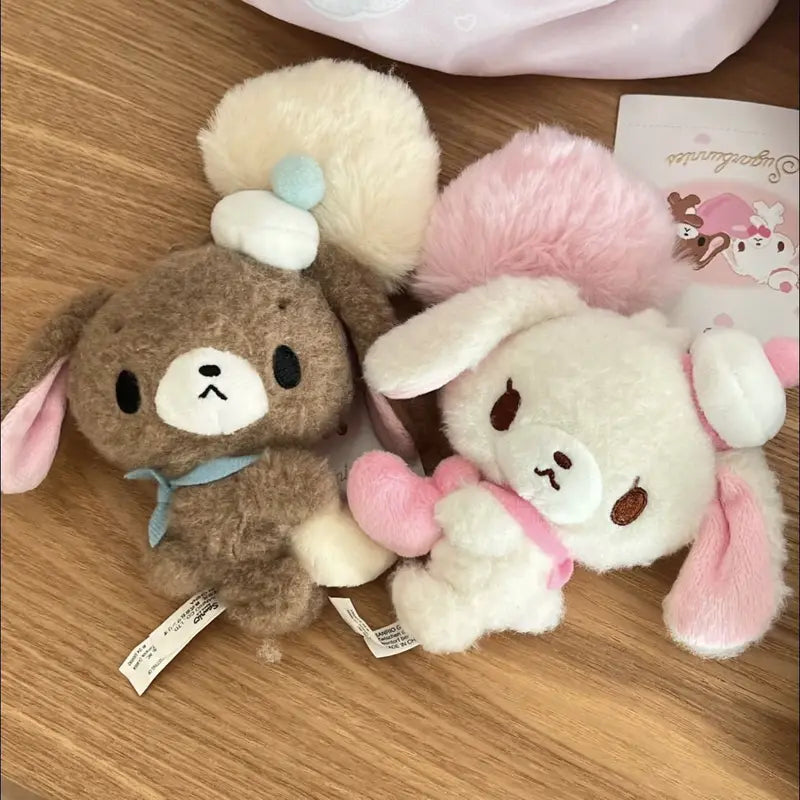 Cute Furry Plush Bunny Keychain - Cartoon Heart Bag Charm, Portable Toy