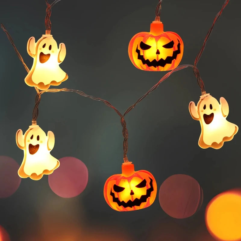 Halloween Pumpkin & Ghost String Lights - Battery Powered LED Decor (All Variants)
