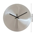 Modern Wall Clock - Silent Silvery Round Metal Wall Watch for Living Room Home Decor