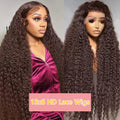 Deep Wave Human Hair Lace Front Wig 18-36 Inch Curly HD Transparent Lace