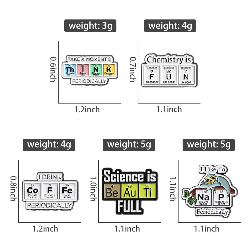 Scientific Program Code Collection Brooch Enamel Pins - Creative Chemical Element Symbols