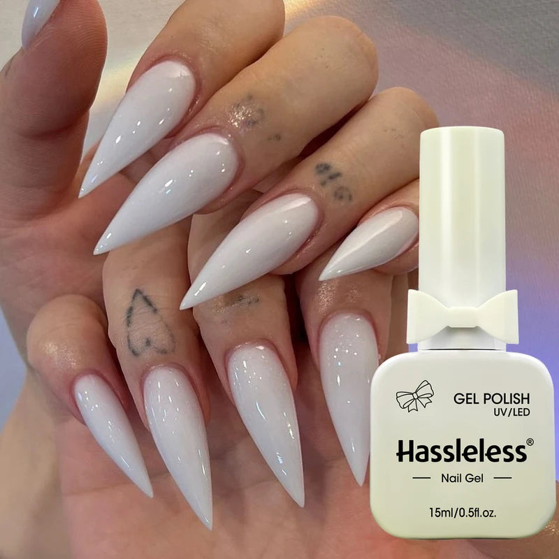 Milky White Gel Nail Polish - Semi-Transparent 15ml UV/LED Removable