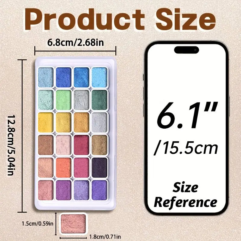 Watercolor Paint Set with Metallic, Glitter, Shimmer Colors - Portable Art Kit