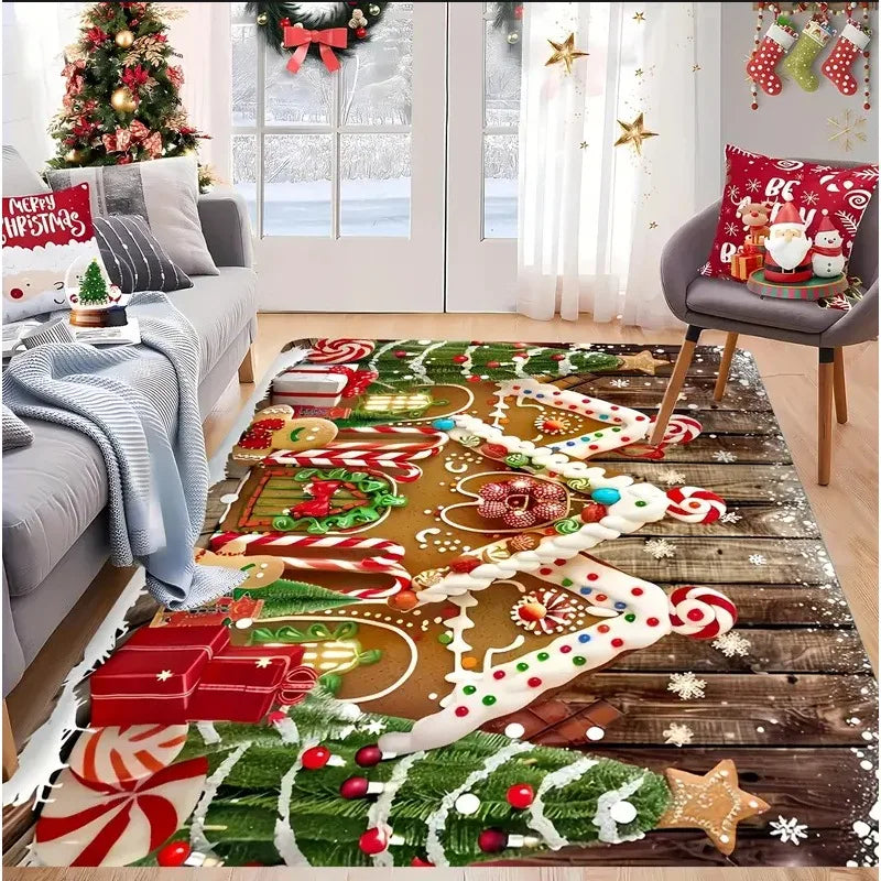 Christmas Snowflake Area Rug - Holiday Home Decor for Living Room & Bedroom