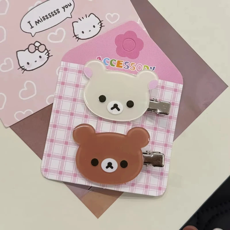 Cute Anime Bear Hair Clips for Women Girls - Korilakkuma & Rilakkuma Style Hair Accessories