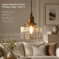 Japanese Retro Glass Pendant Light with Copper Finish for Bedroom Dining Room Study Hotel