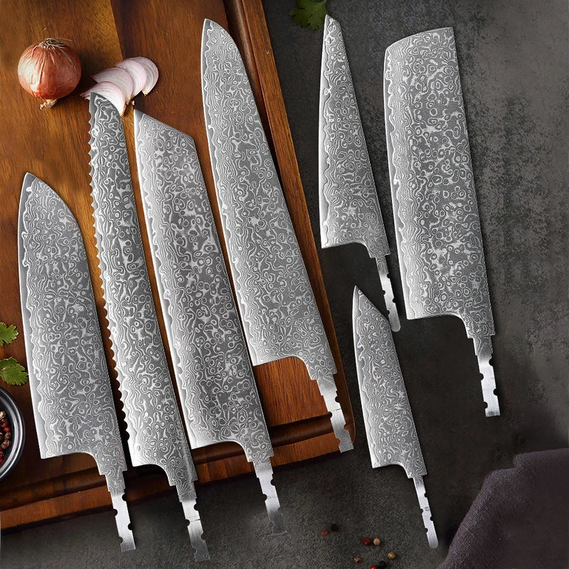 Japanese Hand Forged Chef Knife Blade - Damascus Steel DIY Blank Knife