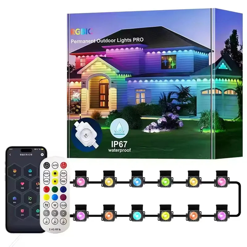Outdoor Smart Waterproof LED String Lights - App Control, Music Sync, Eaves & Roof Decor