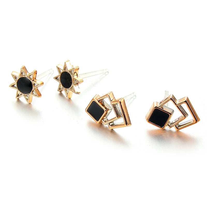 Mixed Style Enamel Animal Geometric Stud Earrings Set for Women Girls