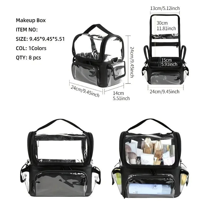 Travel Makeup Brush Organizer Backpack Waterproof Cosmetic Bag with Divider