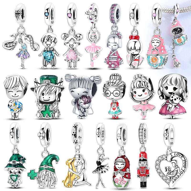 Sterling Silver Charms Pendant Beads for Bracelets & Necklaces - Family Love Gift