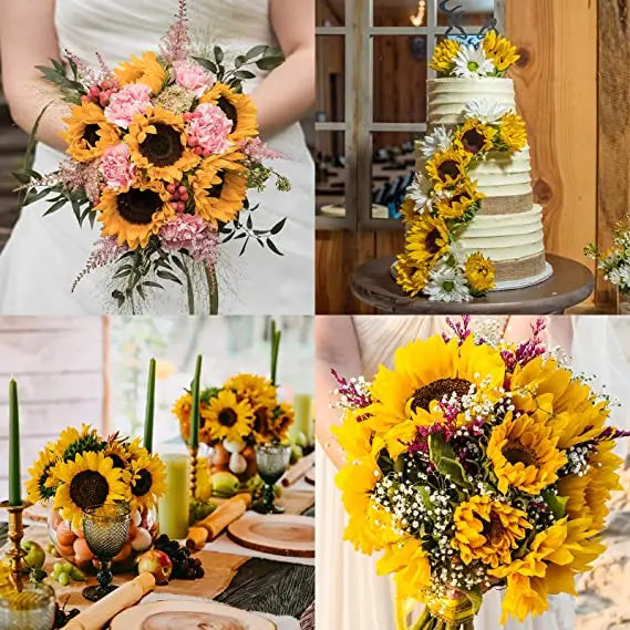 Artificial Sunflowers Bouquet Flowers for Home Garden Decor Wedding Party